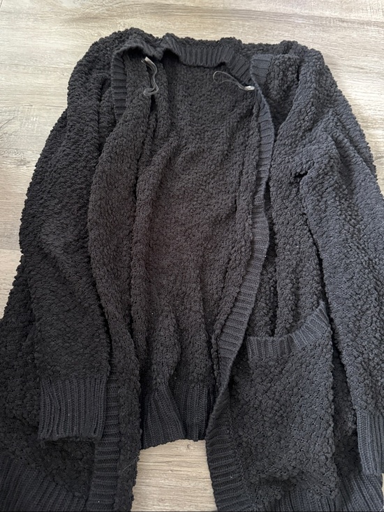 Zenana Outfitters Sweaters - Zenana Outfitters Black Plush Bouclé Open-Front Cardigan